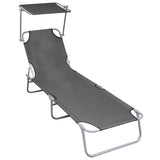 vidaXL Ligbed inklapbaar met luifel aluminium groen