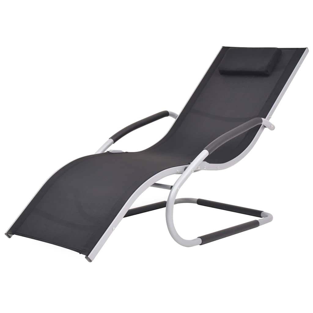 vidaXL Sun Lounger with Cushion Aluminum and Textilene Black