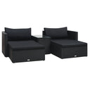 vidaXL 5-delige Loungeset met kussens poly rattan bruin