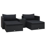 vidaXL 5-delige Loungeset met kussens poly rattan bruin