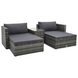 vidaXL 5-delige Loungeset met kussens poly rattan bruin