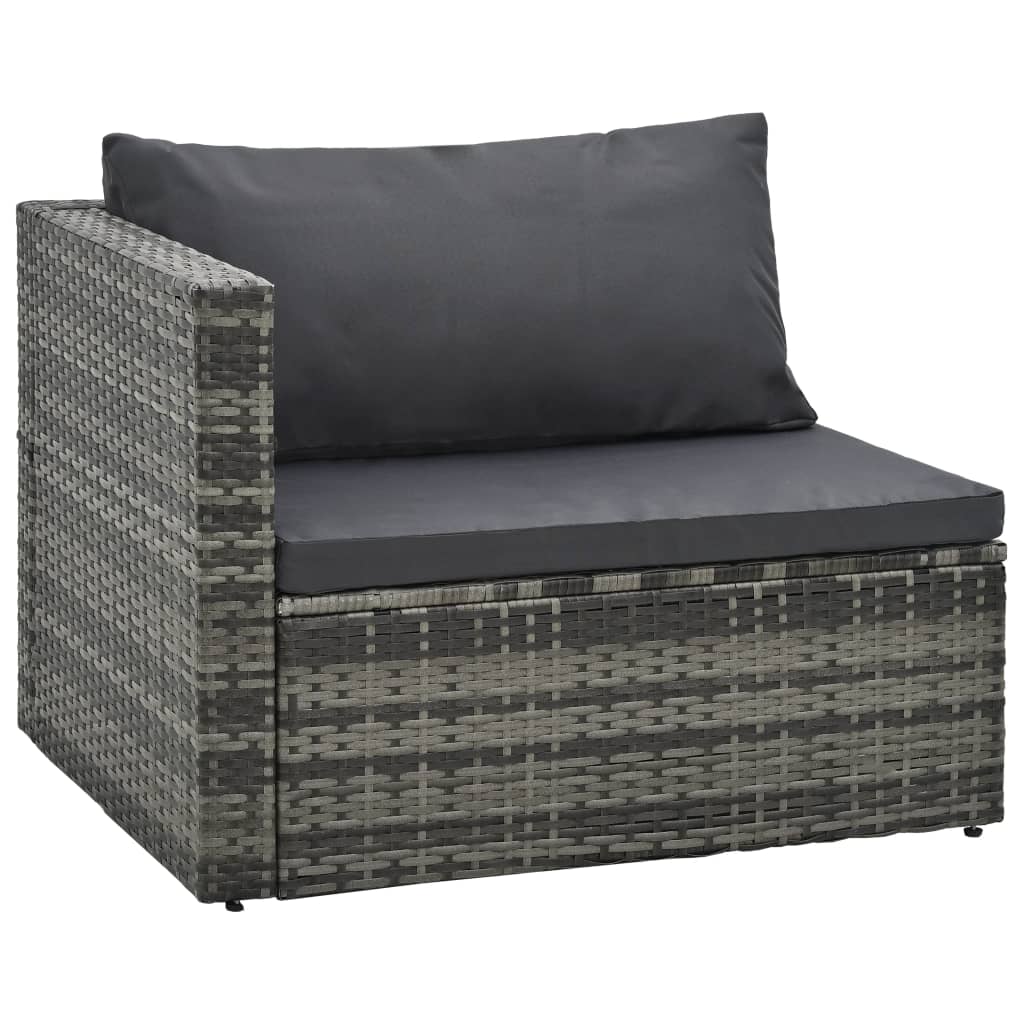 vidaXL 5-delige Loungeset met kussens poly rattan bruin
