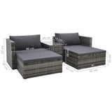 vidaXL 5-delige Loungeset met kussens poly rattan bruin