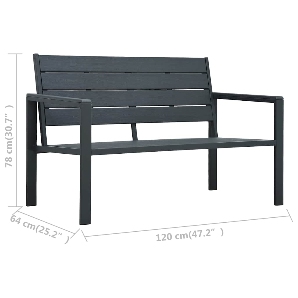 vidaXL Tuinbank hout-look 120 cm HDPE wit