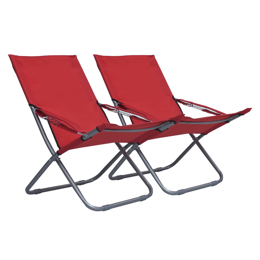 vidaXL Strandstoelen 2 st inklapbaar stof blauw