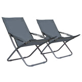 vidaXL Strandstoelen 2 st inklapbaar stof blauw