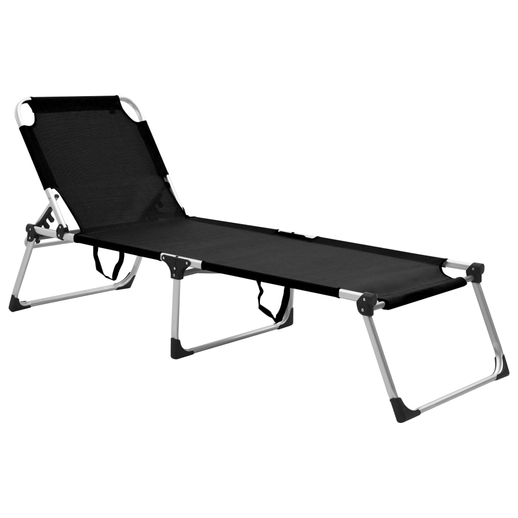 vidaXL Sun Lounger Extra High Foldable Senior Aluminium Grey