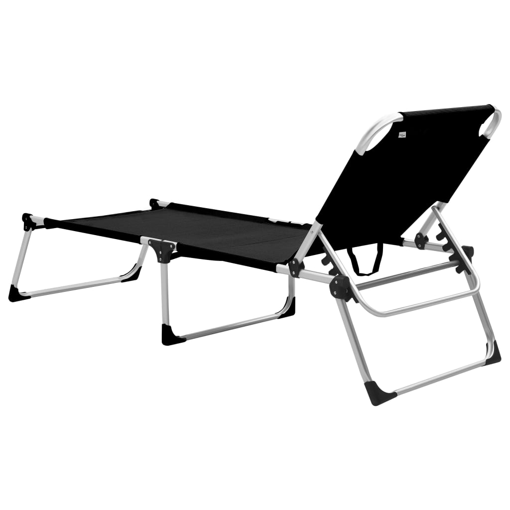 vidaXL Sun Lounger Extra High Foldable Senior Aluminium Grey