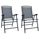 vidaXL Folding Garden Chairs 2 pcs Textilene Grey