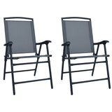vidaXL Folding Garden Chairs 2 pcs Textilene Grey