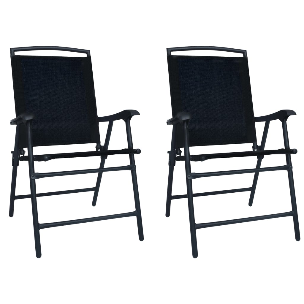 vidaXL Folding Garden Chairs 2 pcs Textilene Grey