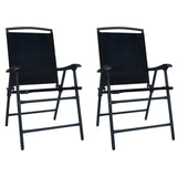 vidaXL Folding Garden Chairs 2 pcs Textilene Grey