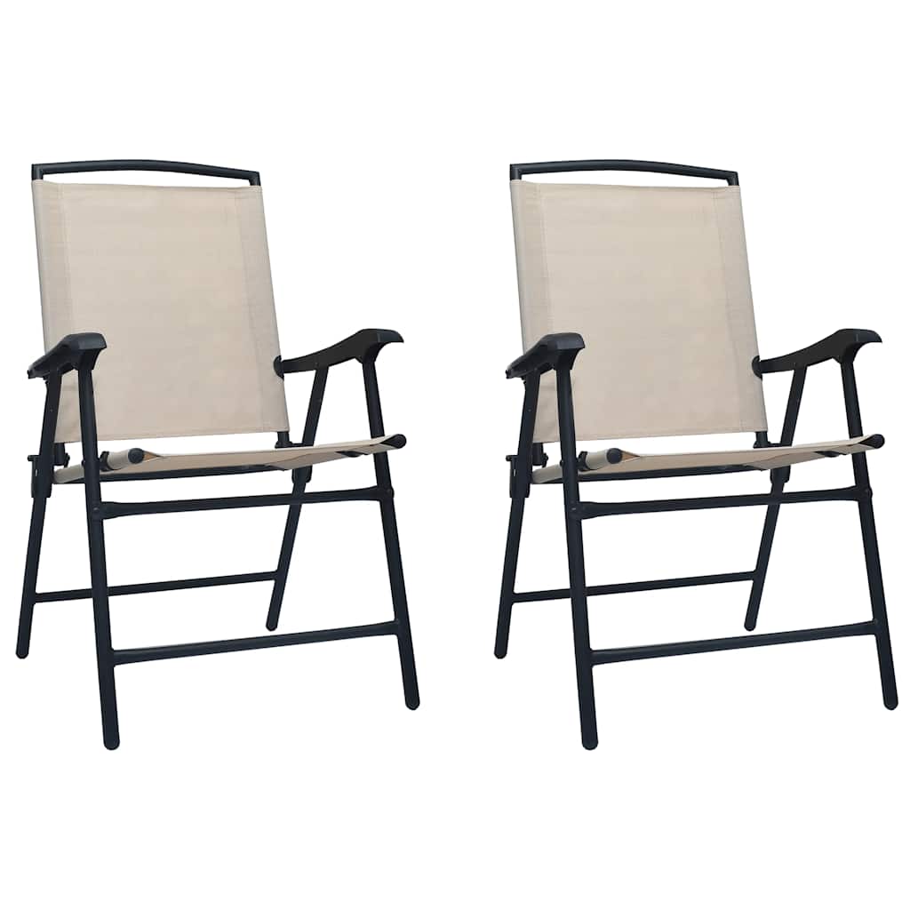 vidaXL Folding Garden Chairs 2 pcs Textilene Grey