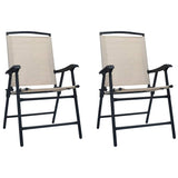 vidaXL Folding Garden Chairs 2 pcs Textilene Grey