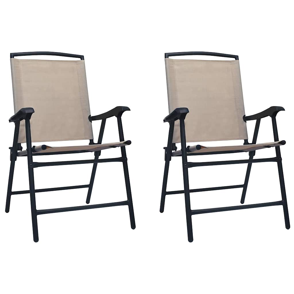 vidaXL Folding Garden Chairs 2 pcs Textilene Grey