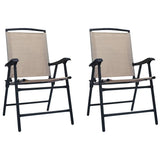 vidaXL Folding Garden Chairs 2 pcs Textilene Grey