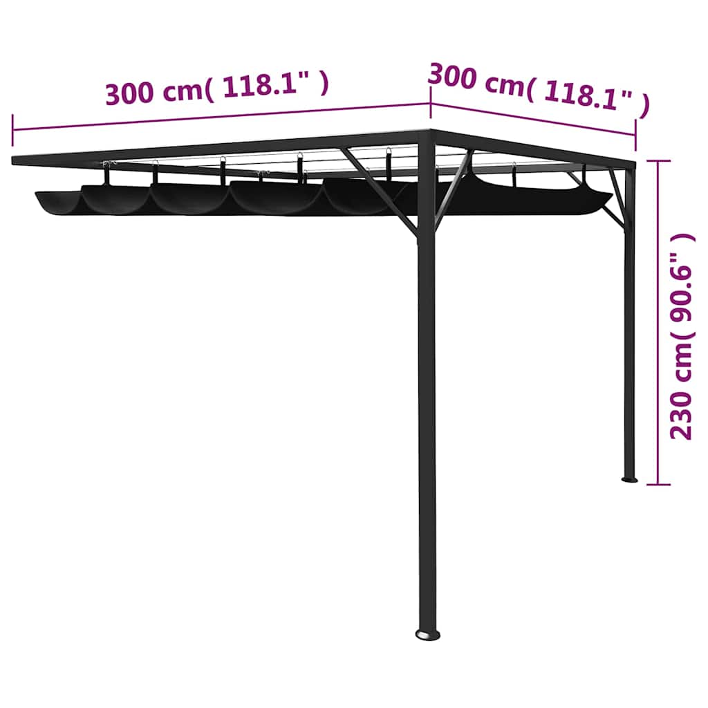 vidaXL Tuinwandprieel met uittrekbaar dak 3x3x2,3 m