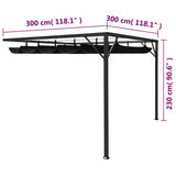 vidaXL Tuinwandprieel met uittrekbaar dak 3x3x2,3 m