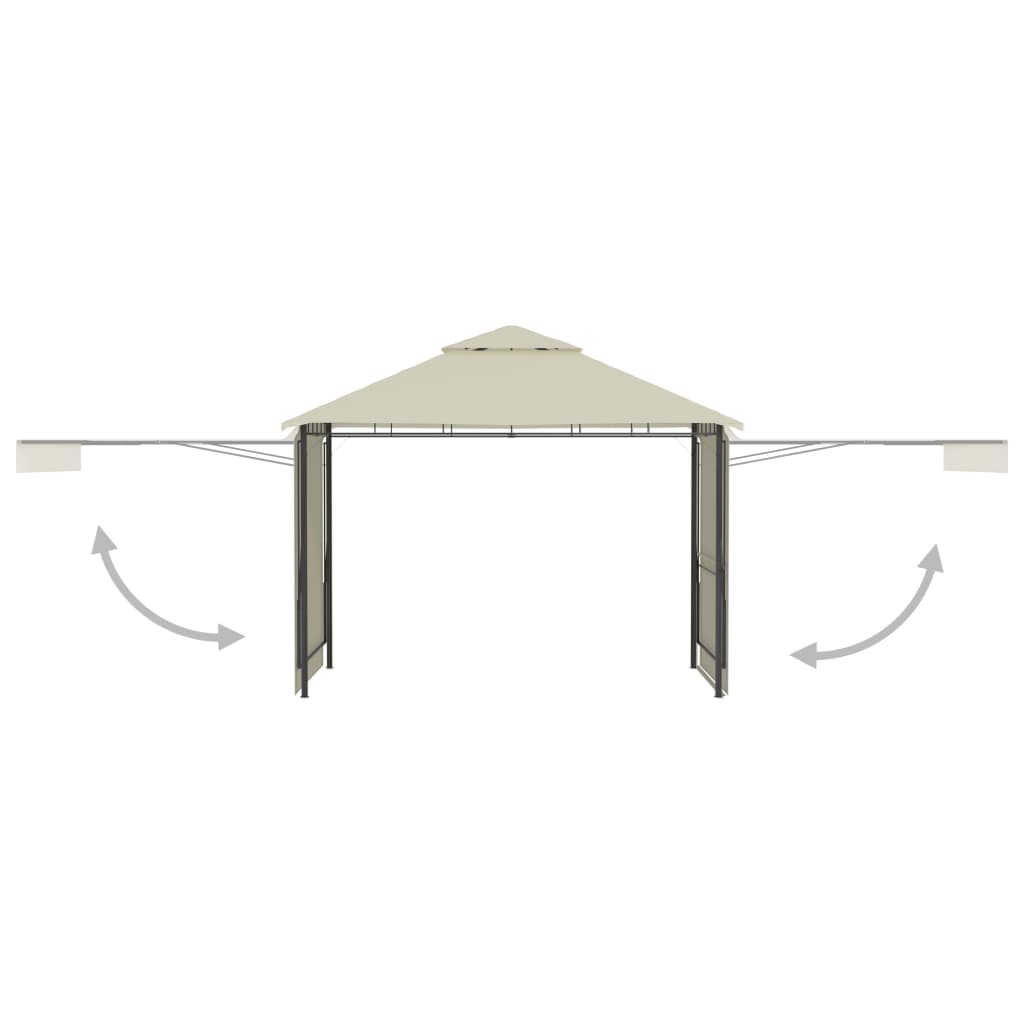vidaXL Prieel met uitschuifbare daken 180 g/m² 3x3x2,75 m crème