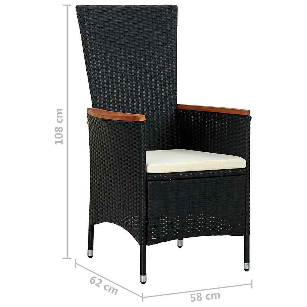 vidaXL 7-delige Tuinset poly rattan acaciahout zwart
