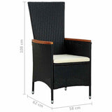 vidaXL 7-delige Tuinset poly rattan acaciahout zwart