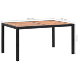 vidaXL 7-delige Tuinset poly rattan acaciahout zwart