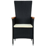 vidaXL 7-delige Tuinset poly rattan acaciahout zwart