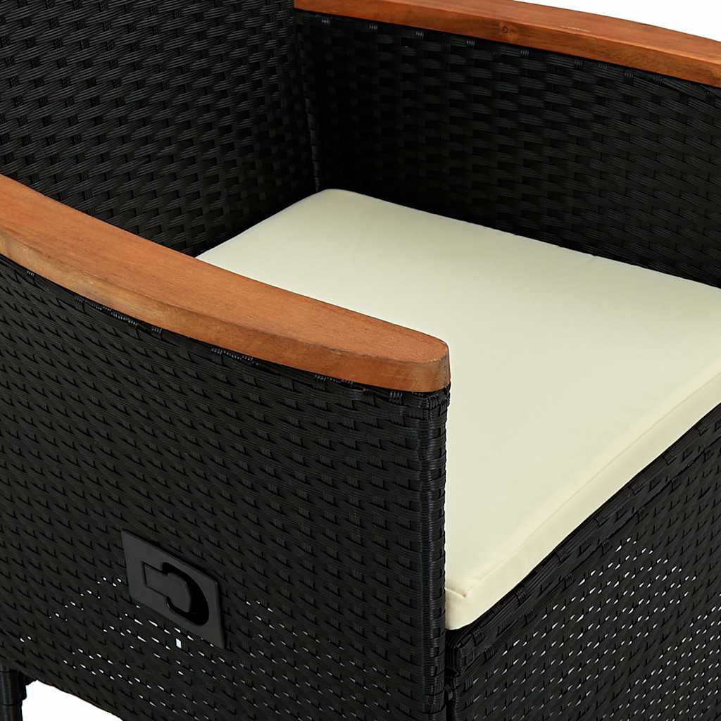 vidaXL 7-delige Tuinset poly rattan acaciahout zwart
