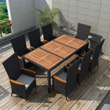 vidaXL 7-delige Tuinset poly rattan acaciahout zwart