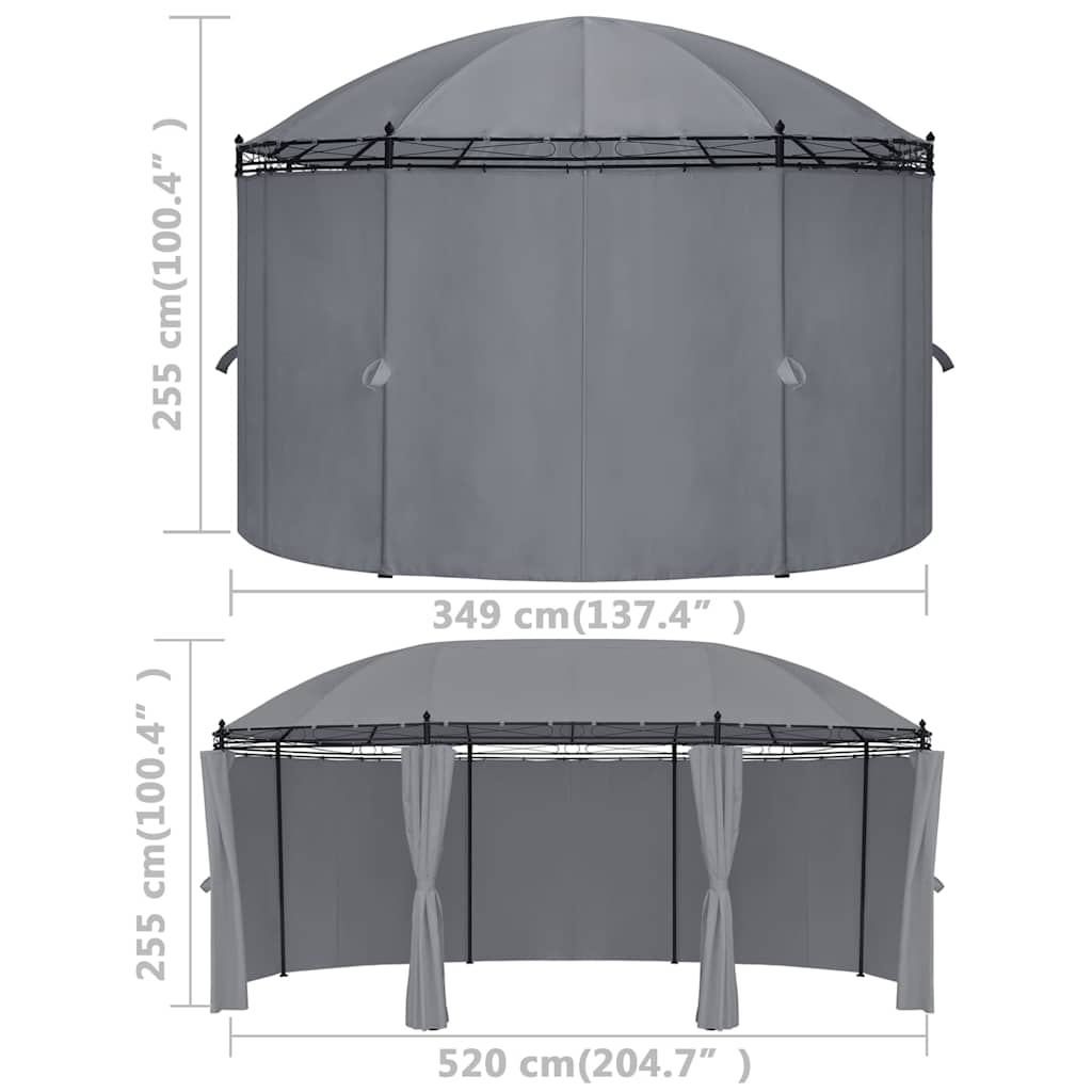 vidaXL Prieel met gordijnen 180 g/m² 520x349x255 cm taupe