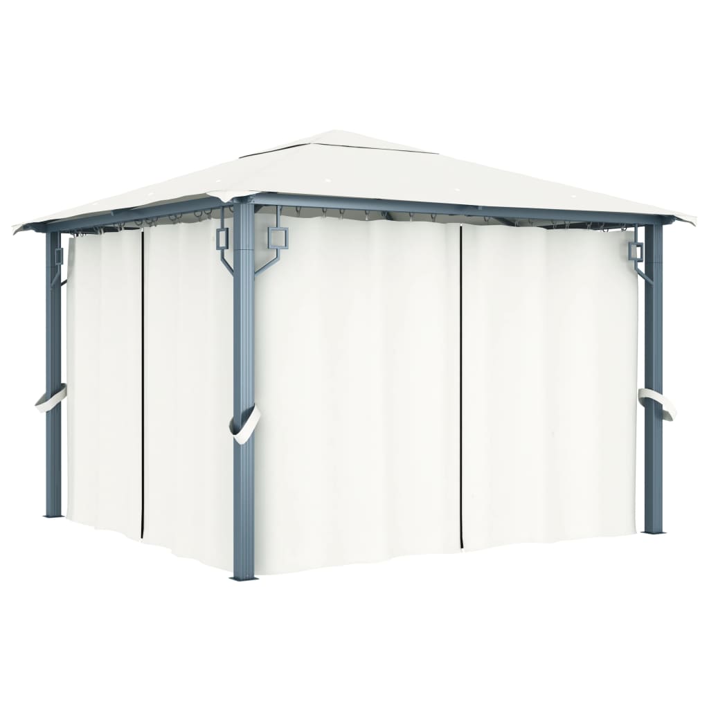 vidaXL Prieel met gordijn 300x300 cm aluminium taupe