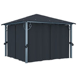 vidaXL Prieel met gordijn 300x300 cm aluminium taupe