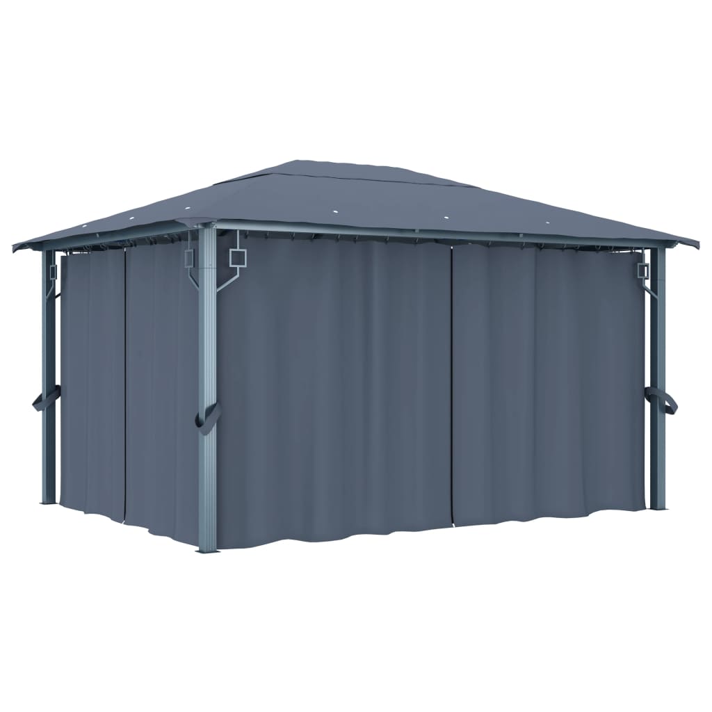 vidaXL Prieel met gordijn 300x300 cm aluminium taupe