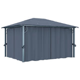 vidaXL Prieel met gordijn 300x300 cm aluminium taupe
