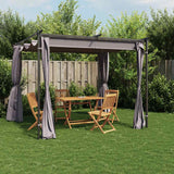 vidaXL Prieel met gordijnen 3x3 m staal taupe