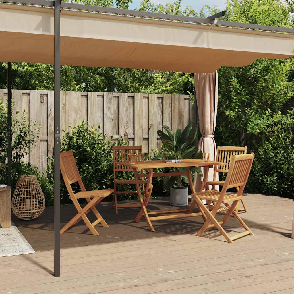 vidaXL Prieel met gordijnen 3x3 m staal taupe