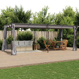 vidaXL Prieel met gordijnen 3x3 m staal taupe