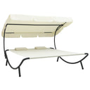 vidaXL Sun Lounger with Canopy and Cushions Black