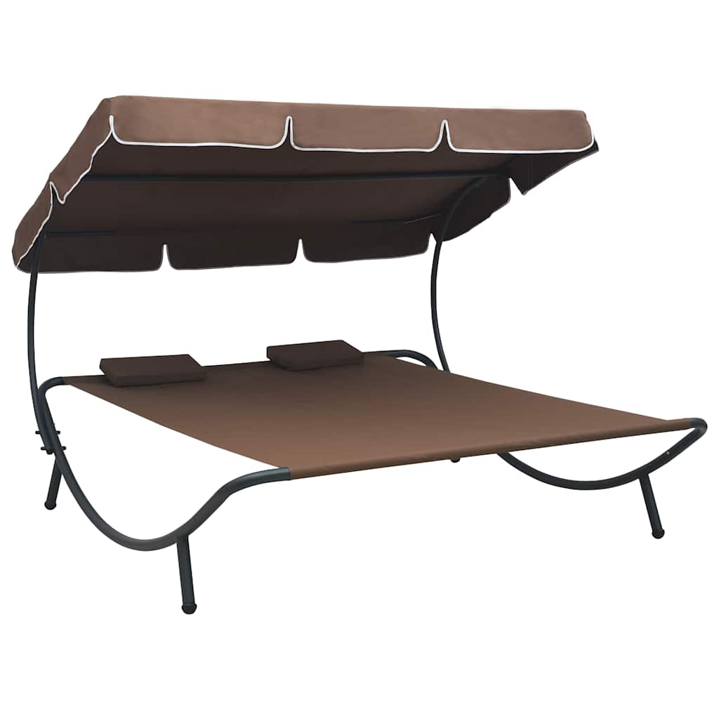 vidaXL Loungebed met luifel en kussens zwart