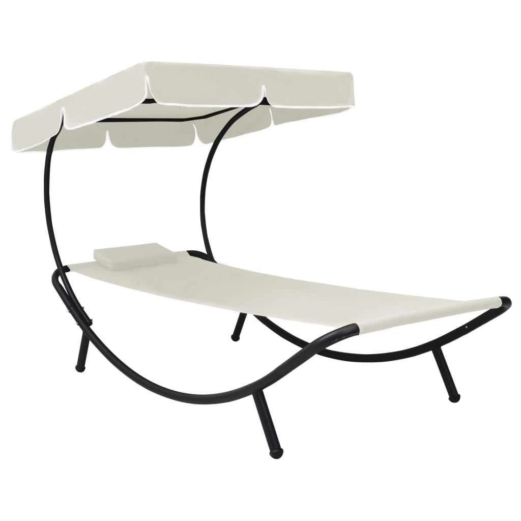 vidaXL Lounge Bed with Canopy and Cushion Black