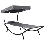 vidaXL Lounge Bed with Canopy and Cushion Black
