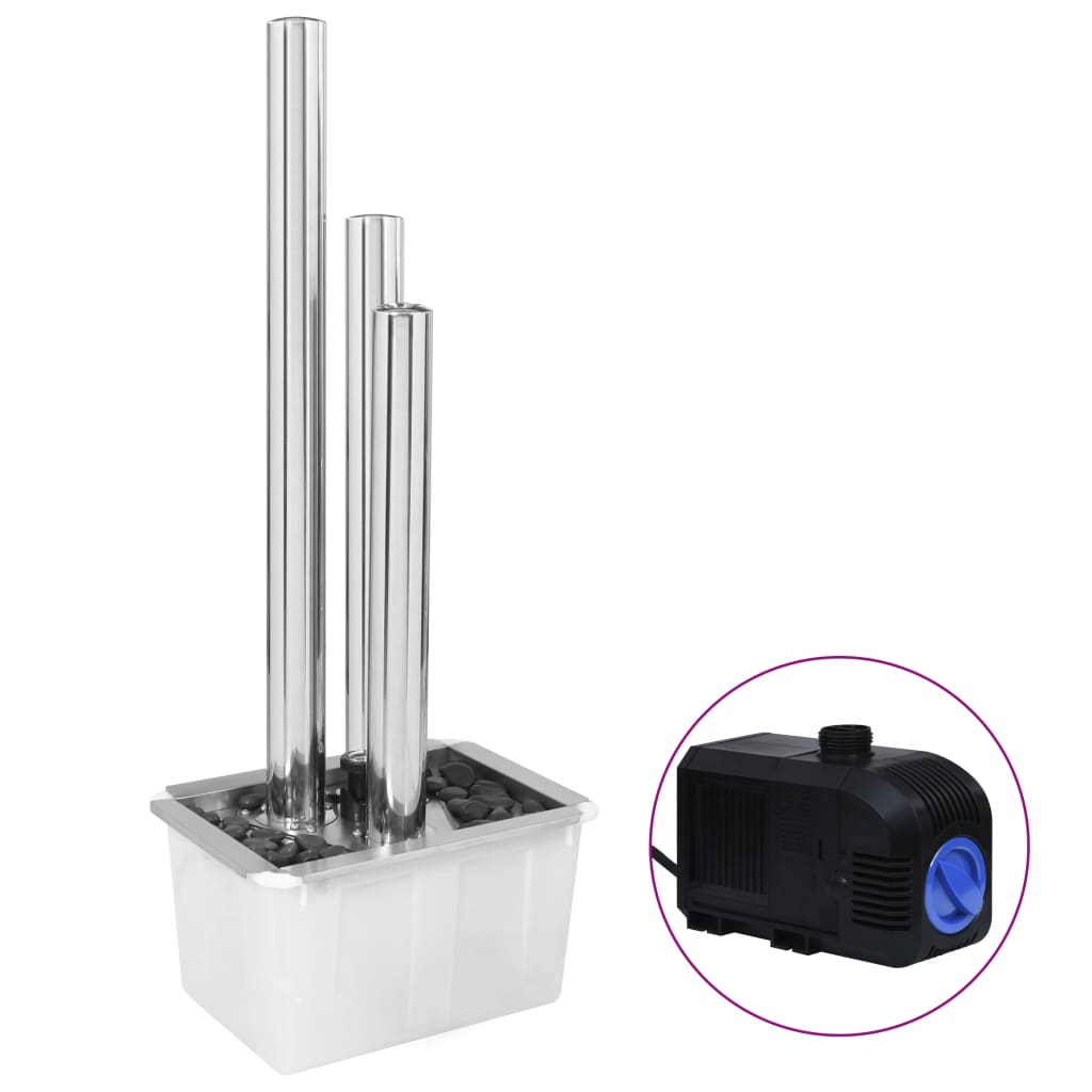 vidaXL Garden Fountain 48x34x123 cm Stainless Steel Silver