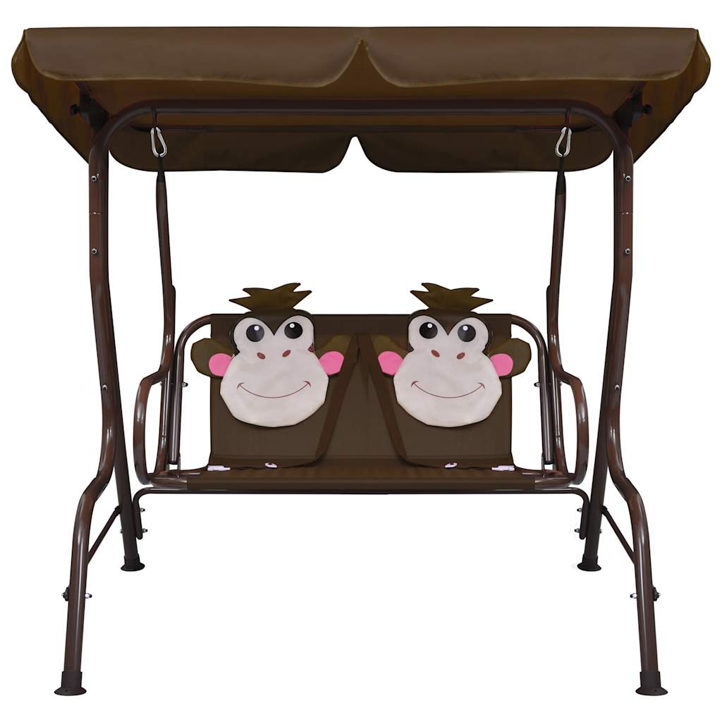 vidaXL Kinderschommelbank 115x75x110 cm stof bruin