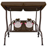 vidaXL Kinderschommelbank 115x75x110 cm stof bruin
