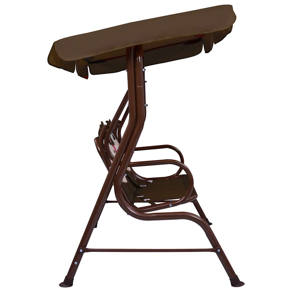 vidaXL Kinderschommelbank 115x75x110 cm stof bruin