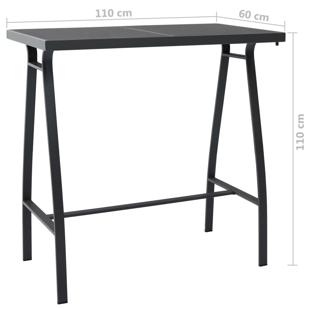 vidaXL Outdoor Bar Table 60x60x110 cm Tempered Glass Black
