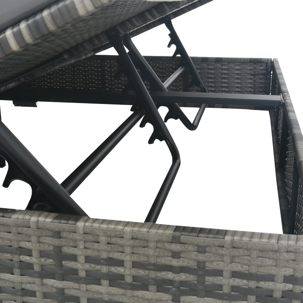 vidaXL Loungebed met parasol poly rattan bruin