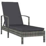 vidaXL Ligbed met kussen poly rattan bruin