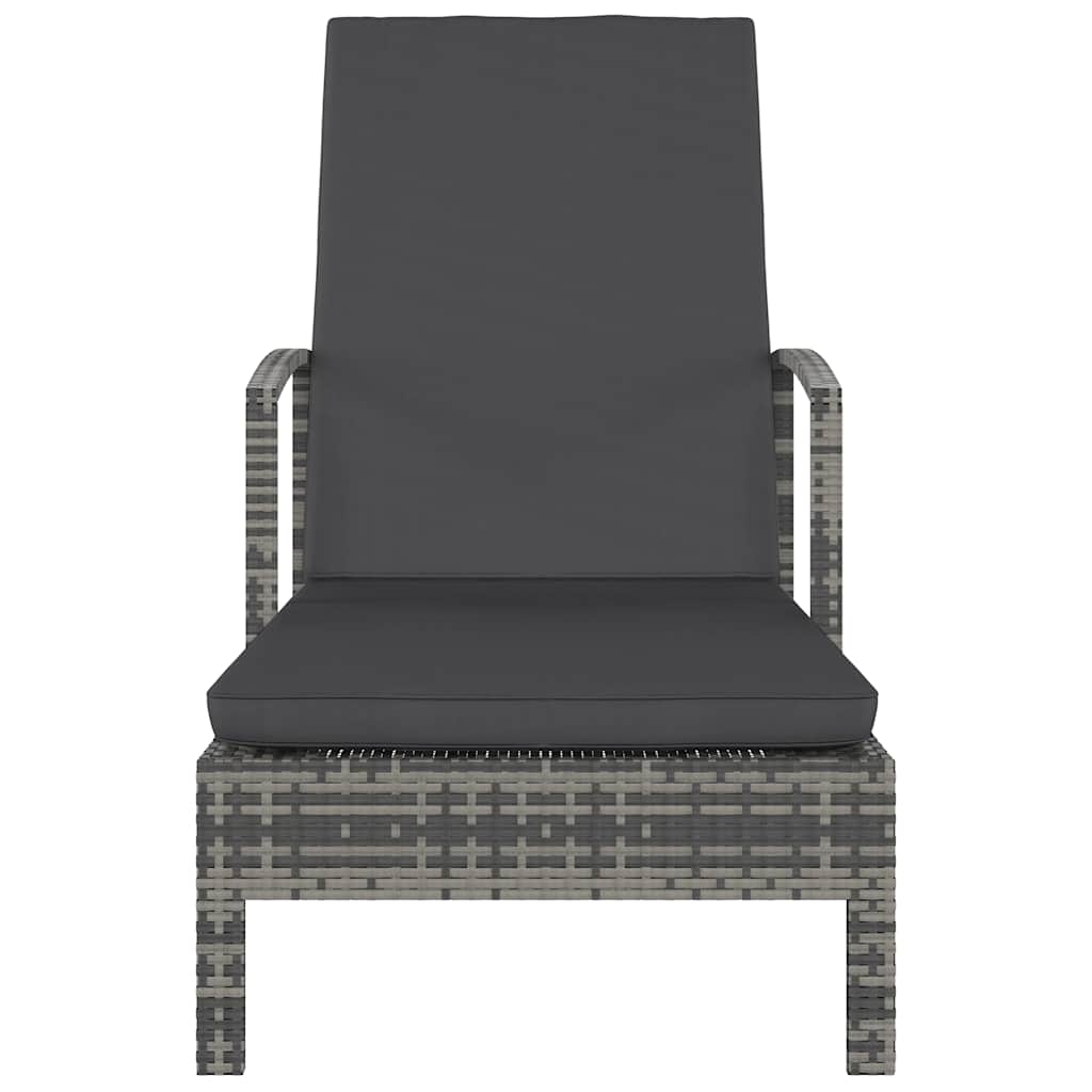 vidaXL Ligbed met kussen poly rattan bruin