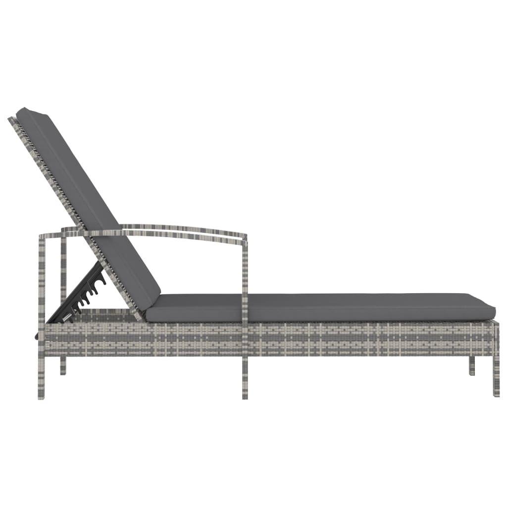 vidaXL Ligbed met kussen poly rattan bruin